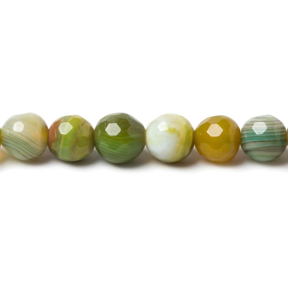 6mm Spring Green Banded Agate faceted rounds 14.5 inch 60 beads - The Bead Traders