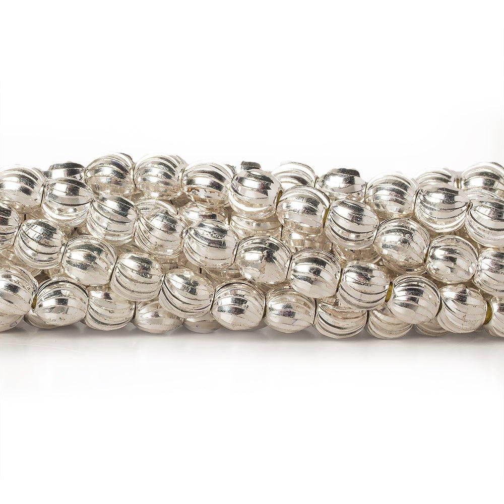 6mm Sterling Silver Plated Brass Curved Groove Oval Beads, 8 inch - The Bead Traders