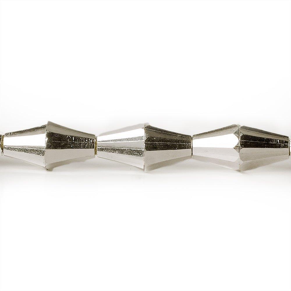 6mm Sterling Silver Plated Brass Faceted Cone Beads, 8 inch - The Bead Traders