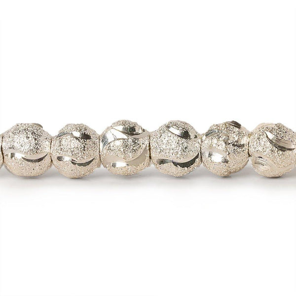 6mm Sterling Silver Plated Brass Half Moon Stardust Rounds 8 inch 37 beads