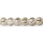 6mm Sterling Silver Plated Brass Stardust Stripe Round Beads, 8 inch - The Bead Traders