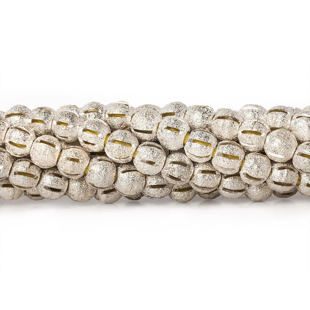 6mm Sterling Silver Plated Brass Stardust Stripe Round Beads, 8 inch - The Bead Traders
