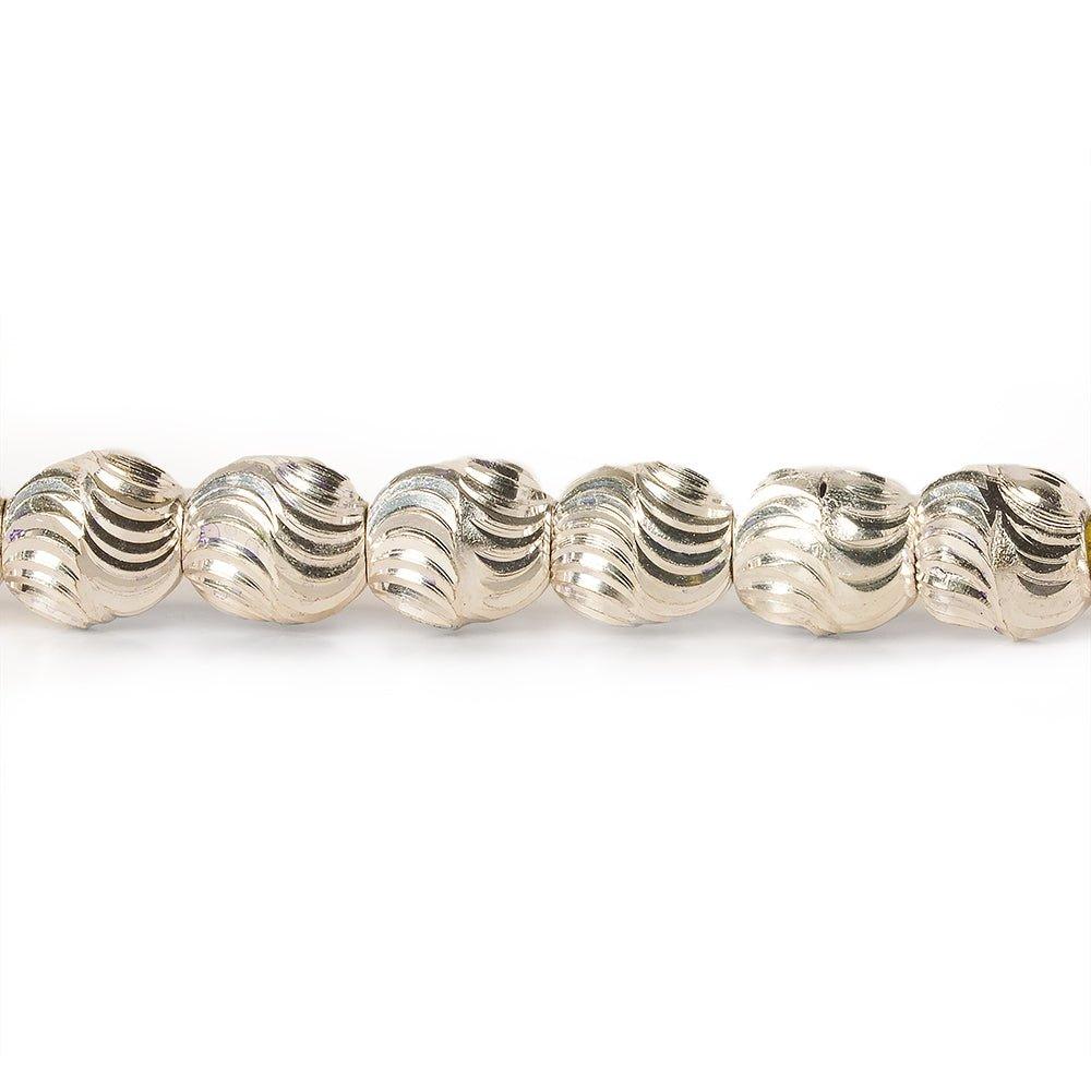 6mm Sterling Silver Plated Brass Wave Oval Beads, 8 inch - The Bead Traders