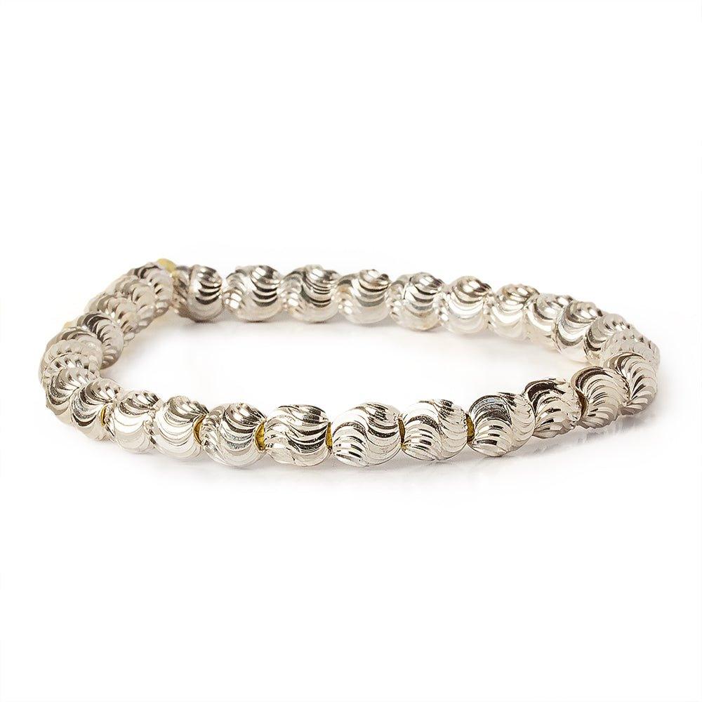 6mm Sterling Silver Plated Brass Wave Oval Beads, 8 inch - The Bead Traders