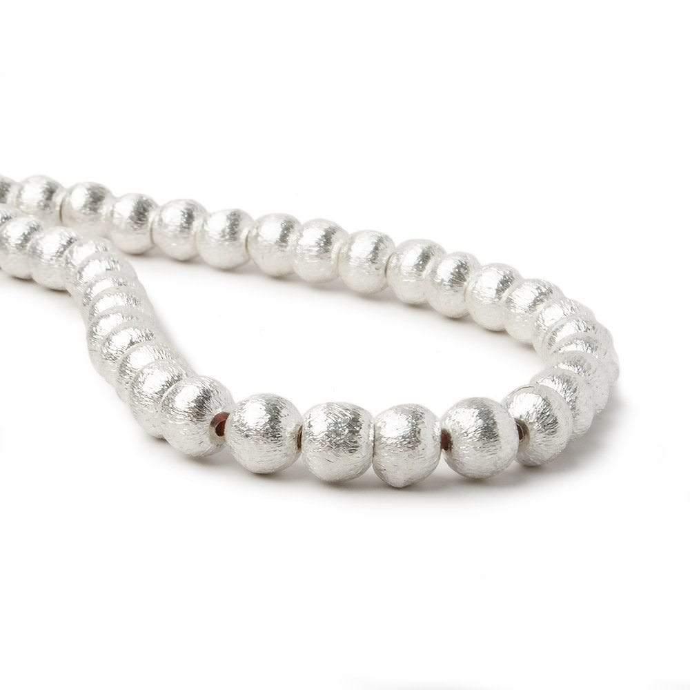 6mm Sterling Silver Plated Copper Brush Round 8 inch 38 beads - The Bead Traders