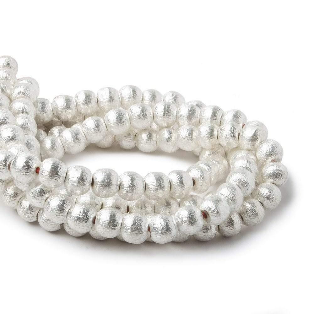 6mm Sterling Silver Plated Copper Brush Round 8 inch 38 beads - The Bead Traders