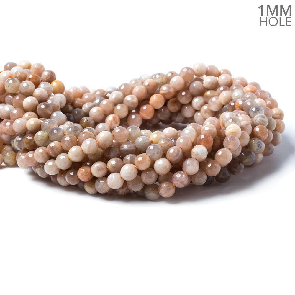 6mm Sunstone Feldspar faceted round beads 15 inches 63 pieces - The Bead Traders
