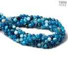 6mm Tangled up in Blue Banded Agate faceted rounds 14.5 inch 60 beads - The Bead Traders