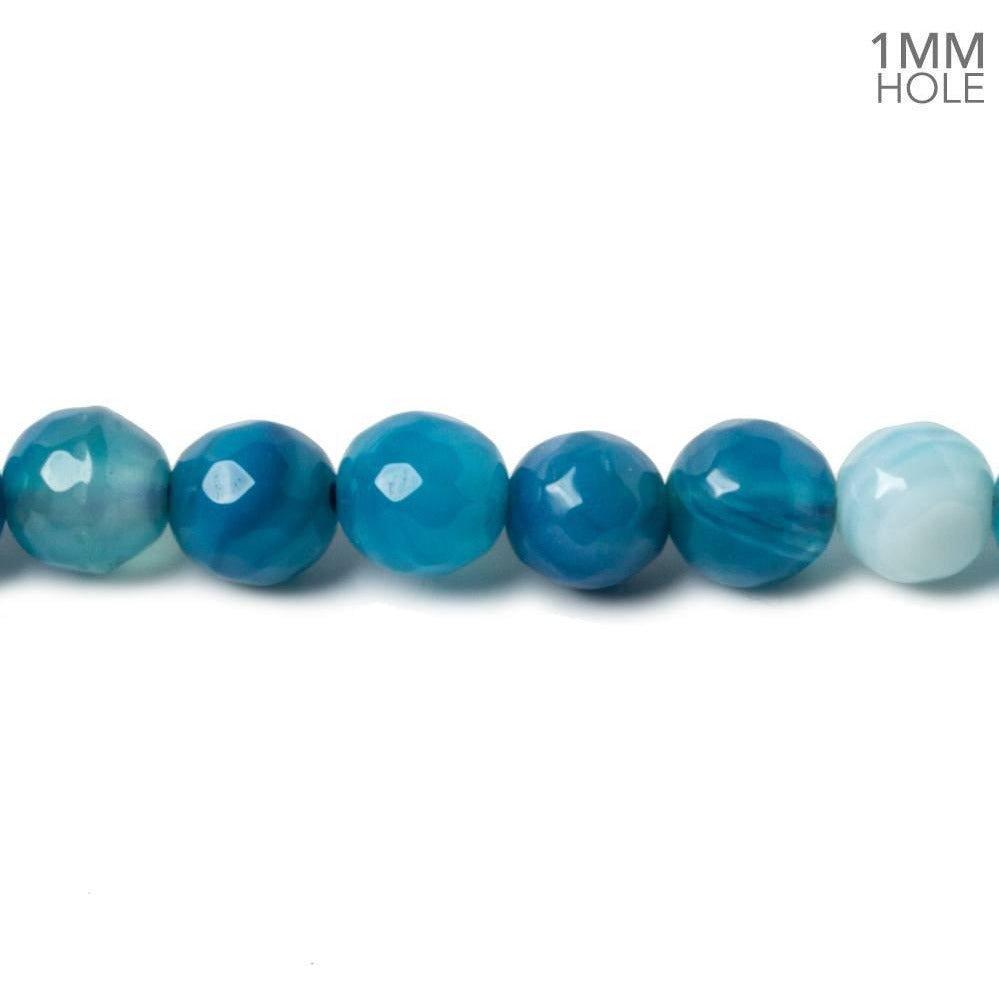 6mm Tangled up in Blue Banded Agate faceted rounds 14.5 inch 60 beads - The Bead Traders