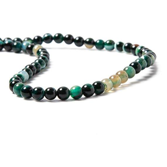 6mm Teal Green Banded Agate plain round beads 15 inch 60 pieces - The Bead Traders