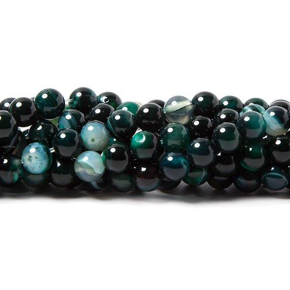 6mm Teal Green Banded Agate plain round beads 15 inch 60 pieces - The Bead Traders