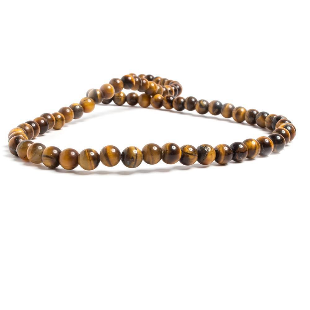 6mm Tiger's Eye plain round beads 15.5 inch 68 pieces - The Bead Traders