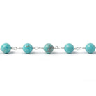 6mm Turquoise Howlite plain round Silver plated Chain by the foot 26 pieces - The Bead Traders