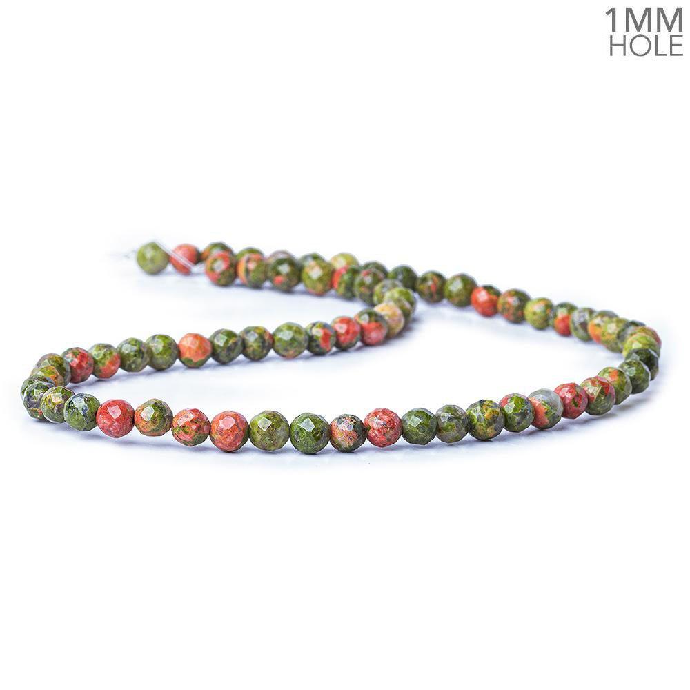 6mm Unakite Faceted Round Beads, 14 inch - The Bead Traders