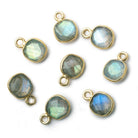 6mm Vermeil Bezeled Labradorite faceted pillow pendants Set of 4 pieces - The Bead Traders