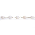 6mm White Jade Faceted Round Silver Chain 23 pieces - The Bead Traders