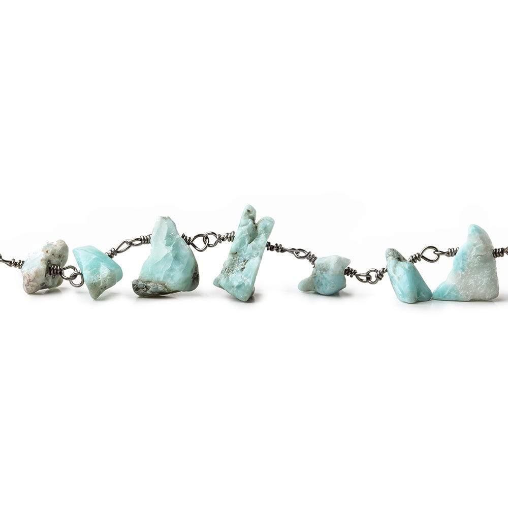 6x3-10x4mm Larimar Chip Black Gold Chain by the foot - The Bead Traders
