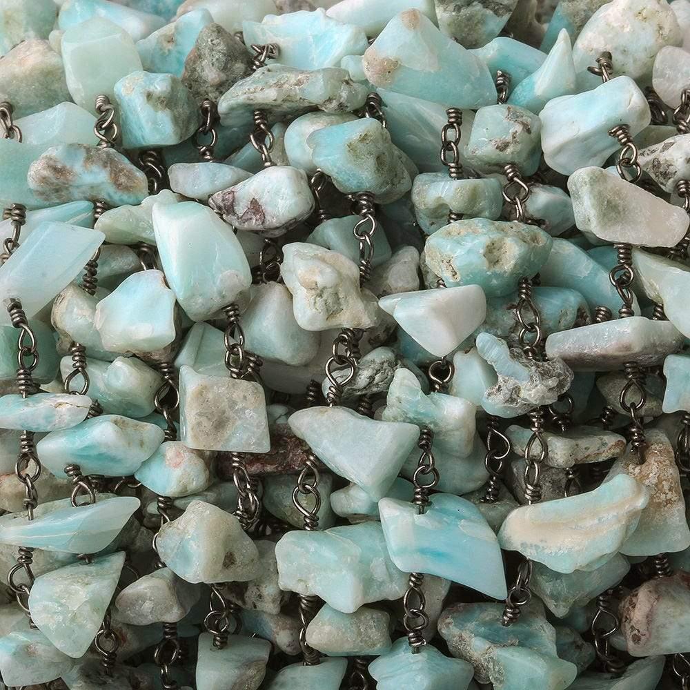6x3-10x4mm Larimar Chip Black Gold Chain by the foot - The Bead Traders