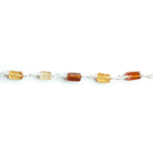 6x3mm Hessonite Rectangle Silver Chain 25 pieces - The Bead Traders