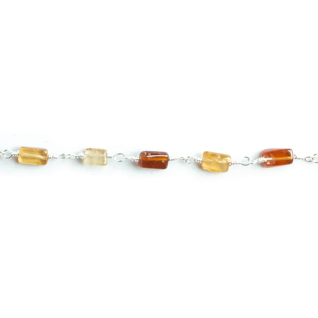 6x3mm Hessonite Rectangle Silver Chain 25 pieces - The Bead Traders