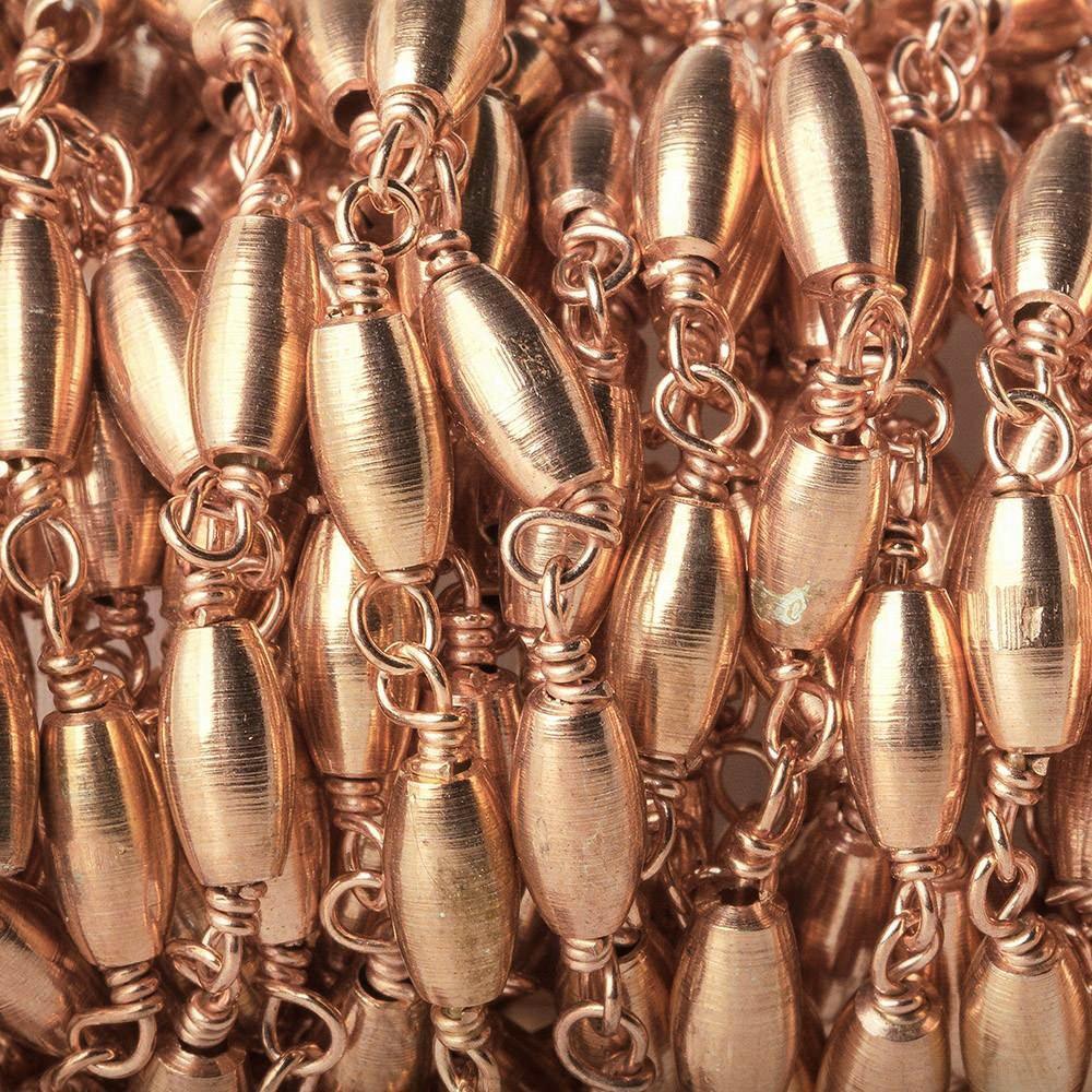 6x3mm Rose Gold plated Brushed Rice Rose Gold Chain - The Bead Traders