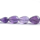 6x4-15x10mm Amethyst straight drilled faceted teardrops 15 inch 48 beads - The Bead Traders
