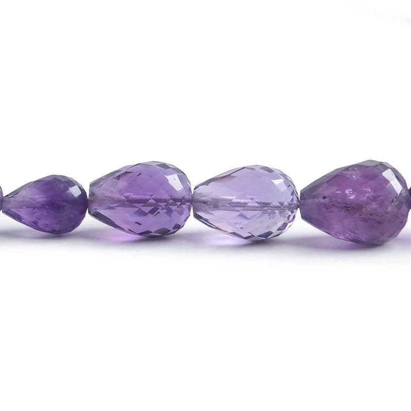 6x4-15x10mm Amethyst straight drilled faceted teardrops 15 inch 48 beads - The Bead Traders