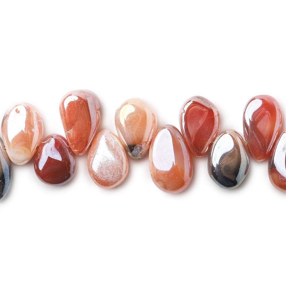 6x4-7.5x5mm Metallic MultiColor Agate plain pear beads 8 inch 53 pieces - The Bead Traders