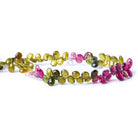 6x4-7x5mm Multi Color Afghani Tourmaline Plain Pears 8 inch 69 beads - The Bead Traders
