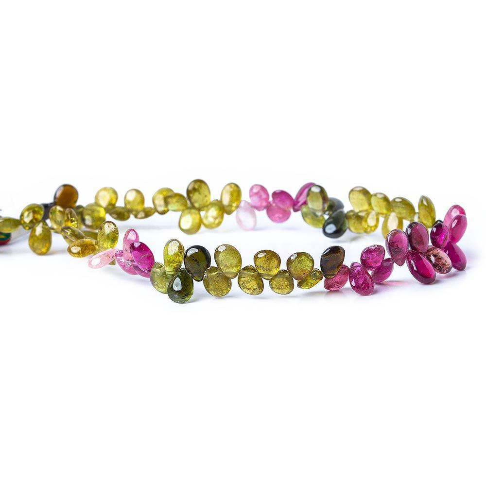 6x4-7x5mm Multi Color Afghani Tourmaline Plain Pears 8 inch 69 beads - The Bead Traders