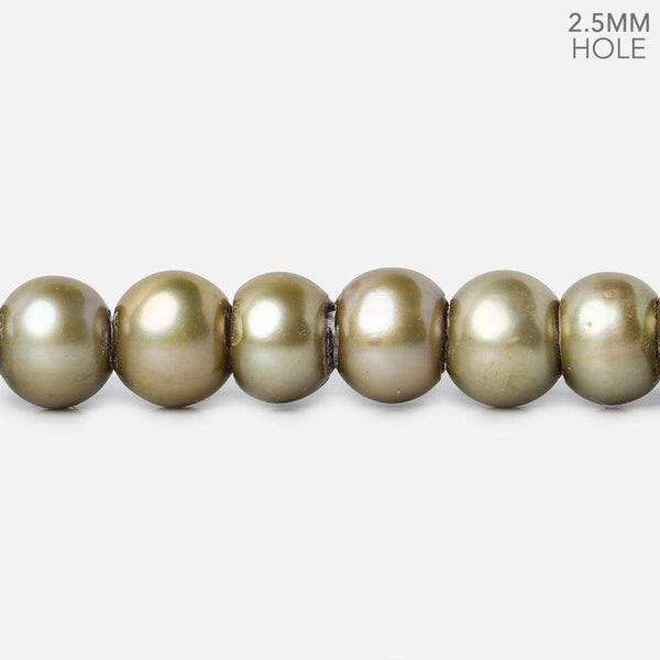6-7mm Sage Green 2.5mm Large Hole Off Round Pearl 15 inch 78 pieces