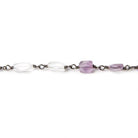 6x4-9x4mm Multi Gemstone Black Gold Rosary Chain by the foot 22 beads - The Bead Traders