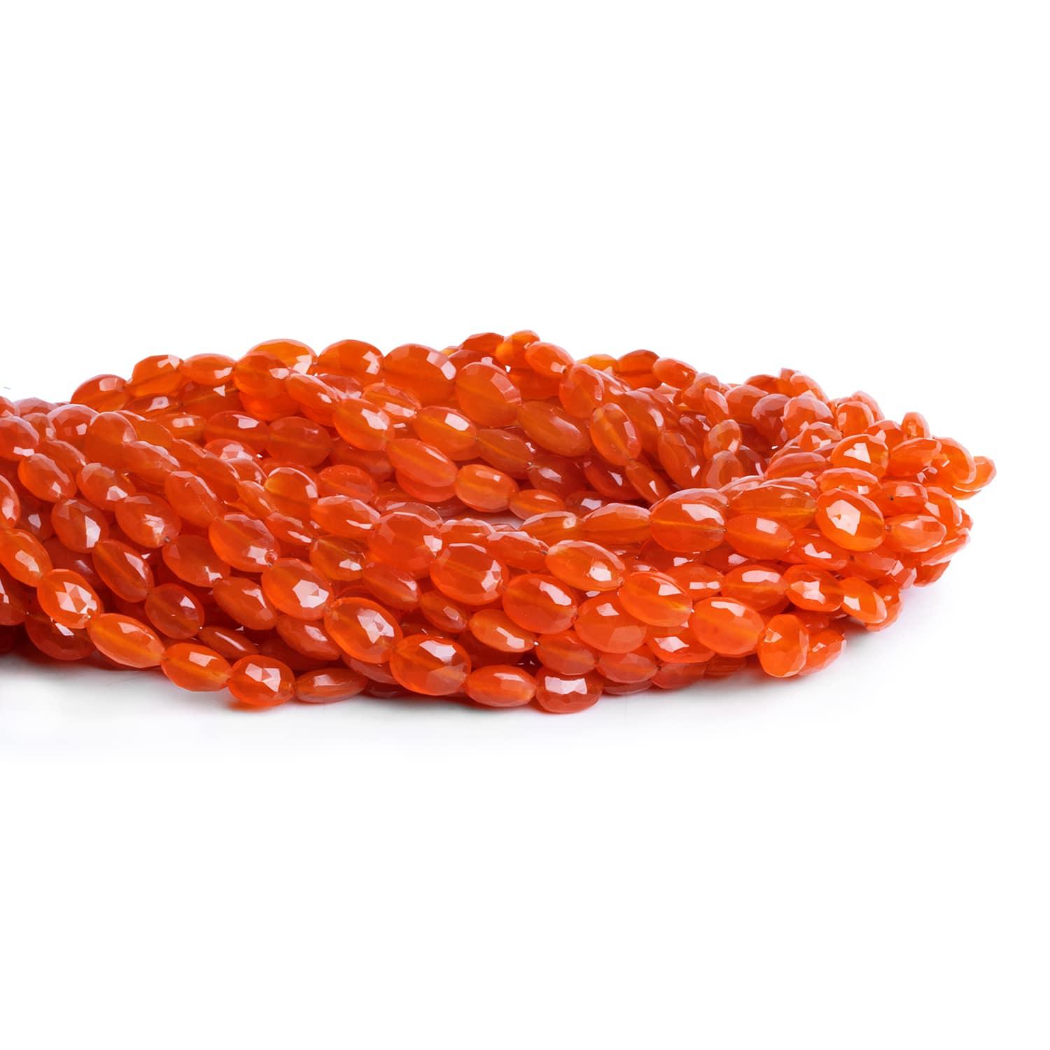 6x4-9x6mm Carnelian Faceted Ovals 14 inch 45 beads - The Bead Traders