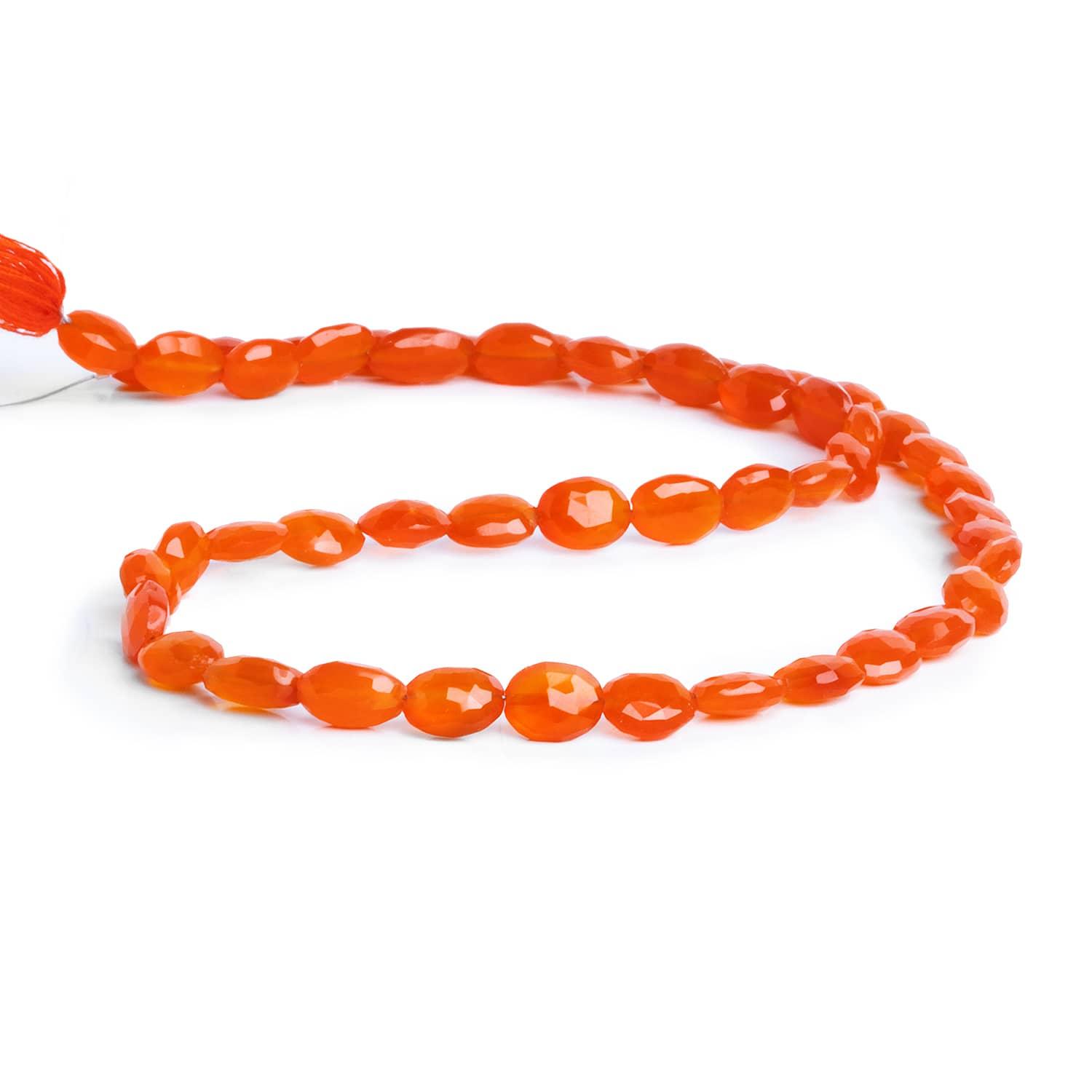 6x4-9x6mm Carnelian Faceted Ovals 14 inch 45 beads - The Bead Traders
