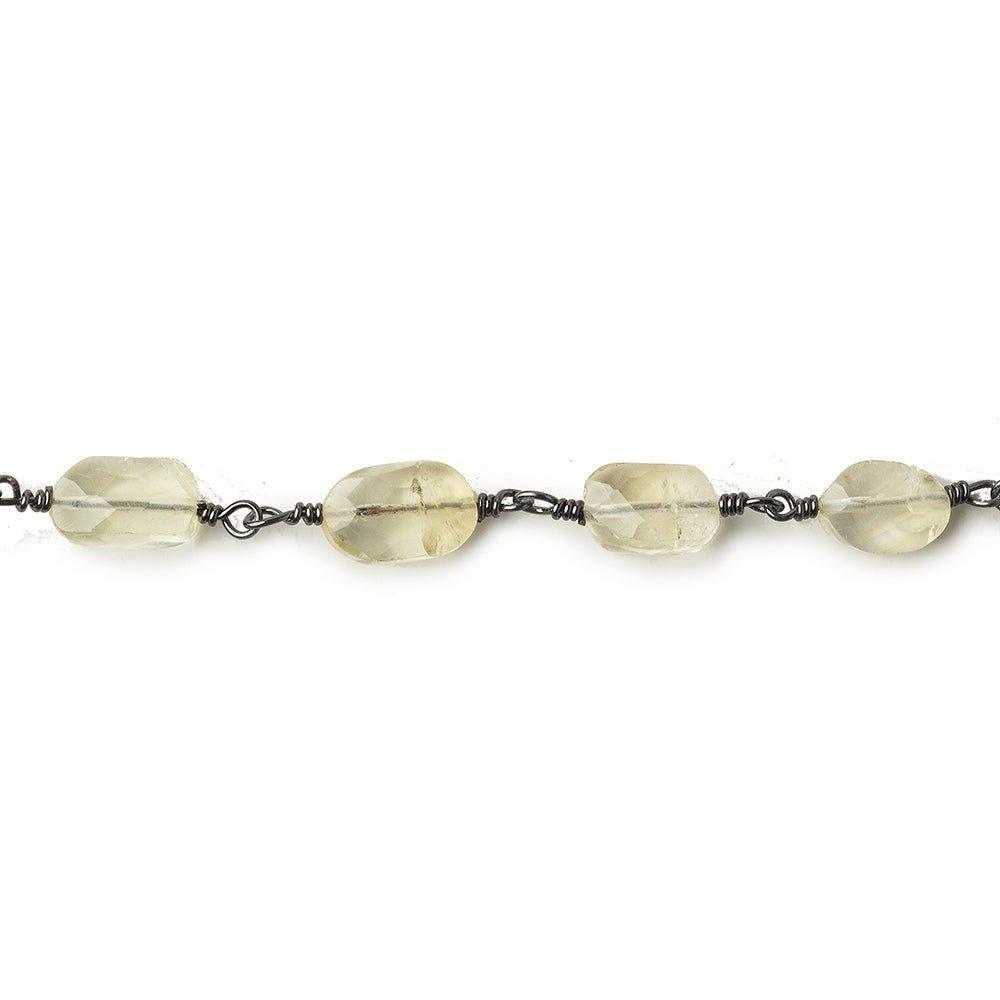 6x4-9x6mm Citrine faceted oval Black Gold Chain by the foot - The Bead Traders