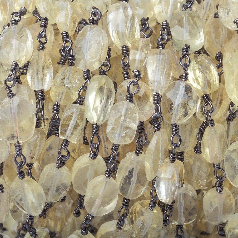 6x4-9x6mm Citrine faceted oval Black Gold Chain by the foot - The Bead Traders