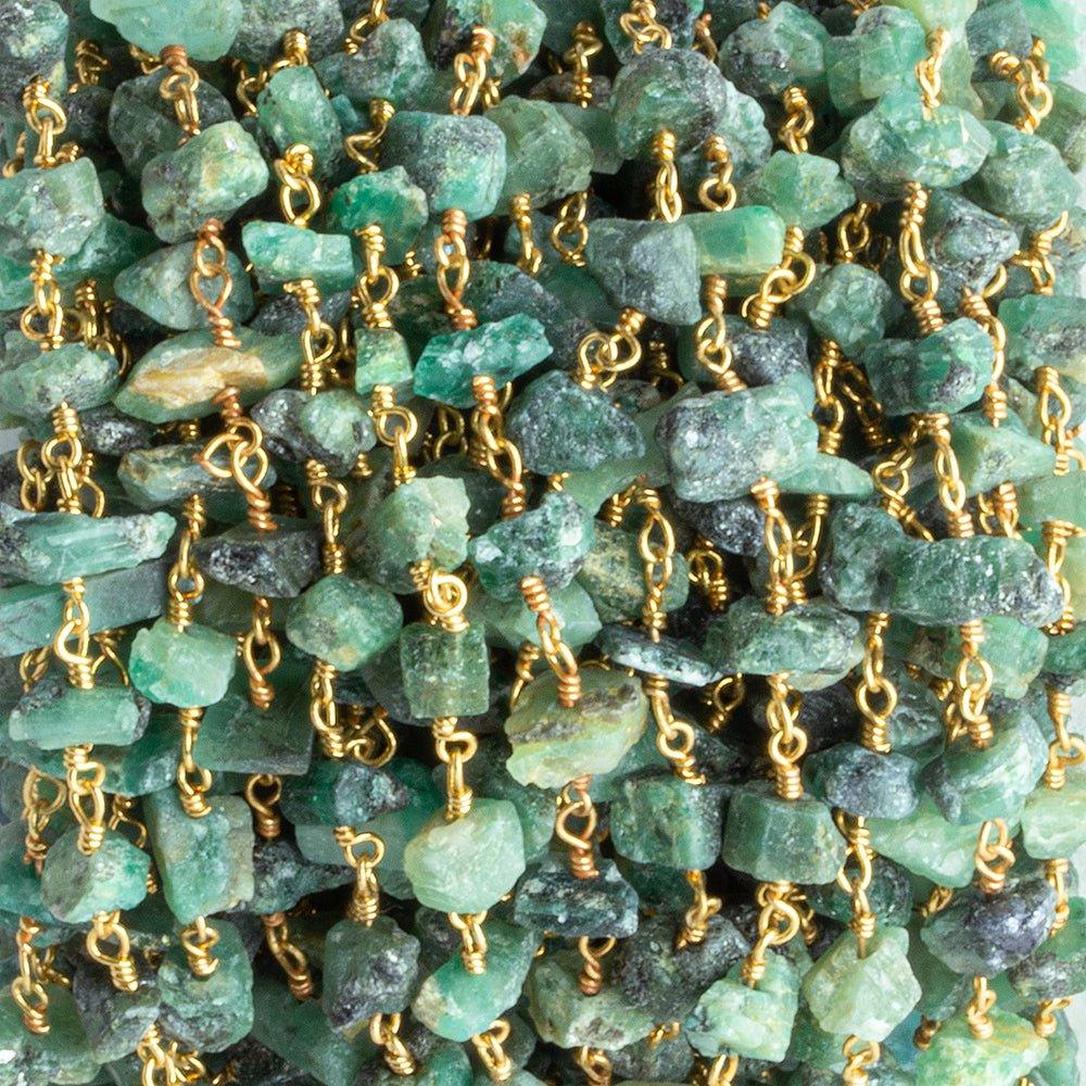 6x4mm-9x5.5mm Emerald Chips Gold Chain by the Foot 31 pieces - The Bead Traders