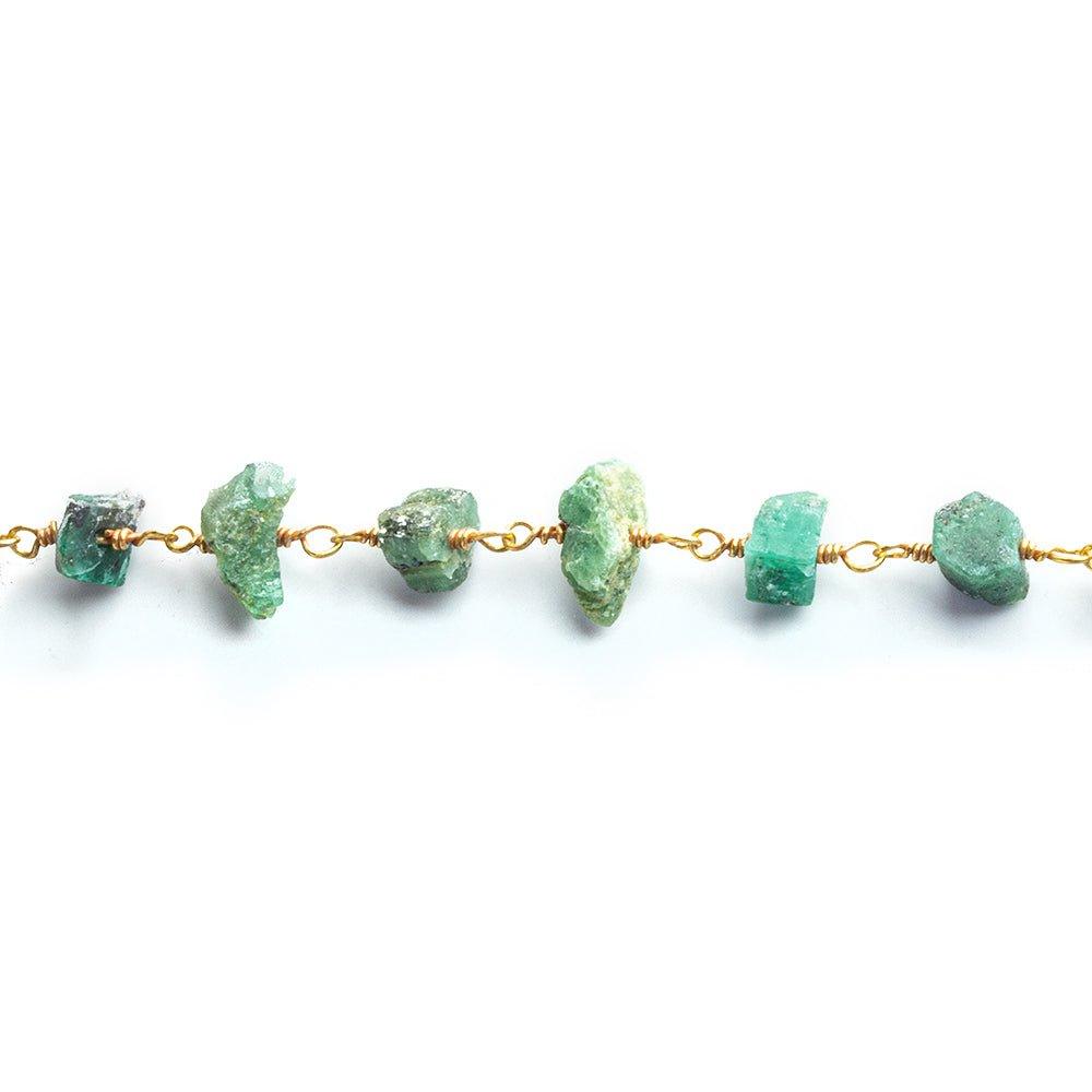 6x4mm-9x5.5mm Emerald Chips Gold Chain by the Foot 31 pieces - The Bead Traders