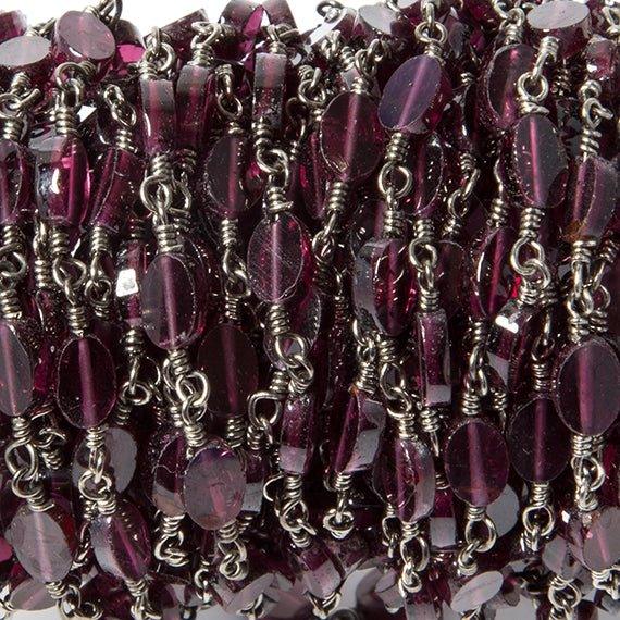 6x4mm Garnet plain oval Black Gold Chain by the foot - The Bead Traders
