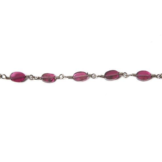 6x4mm Garnet plain oval Black Gold Chain by the foot - The Bead Traders