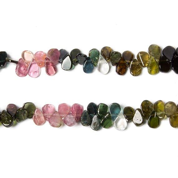 6x4mm Multi Color Tourmaline plain pears 16 inch 183 beads - The Bead Traders