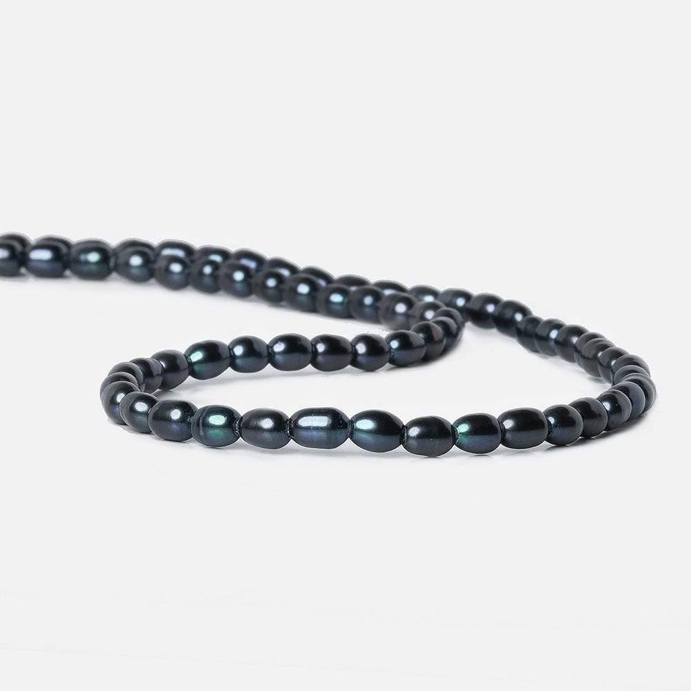 6x4mm Navy Peacock Large Hole Oval Pearls 15 inch 64 pieces - The Bead Traders
