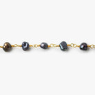6x4mm Peacock Baroque Freshwater Pearl Gold plated Chain by the foot 28 pieces - The Bead Traders