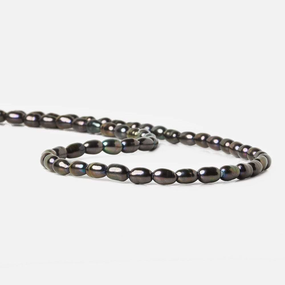 6x4mm Peacock Large Hole Oval Pearls 15 inch 60 pieces - The Bead Traders