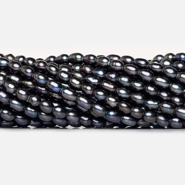 6x4mm Purple Peacock Large Hole Oval Pearls 15 inch 64 pieces