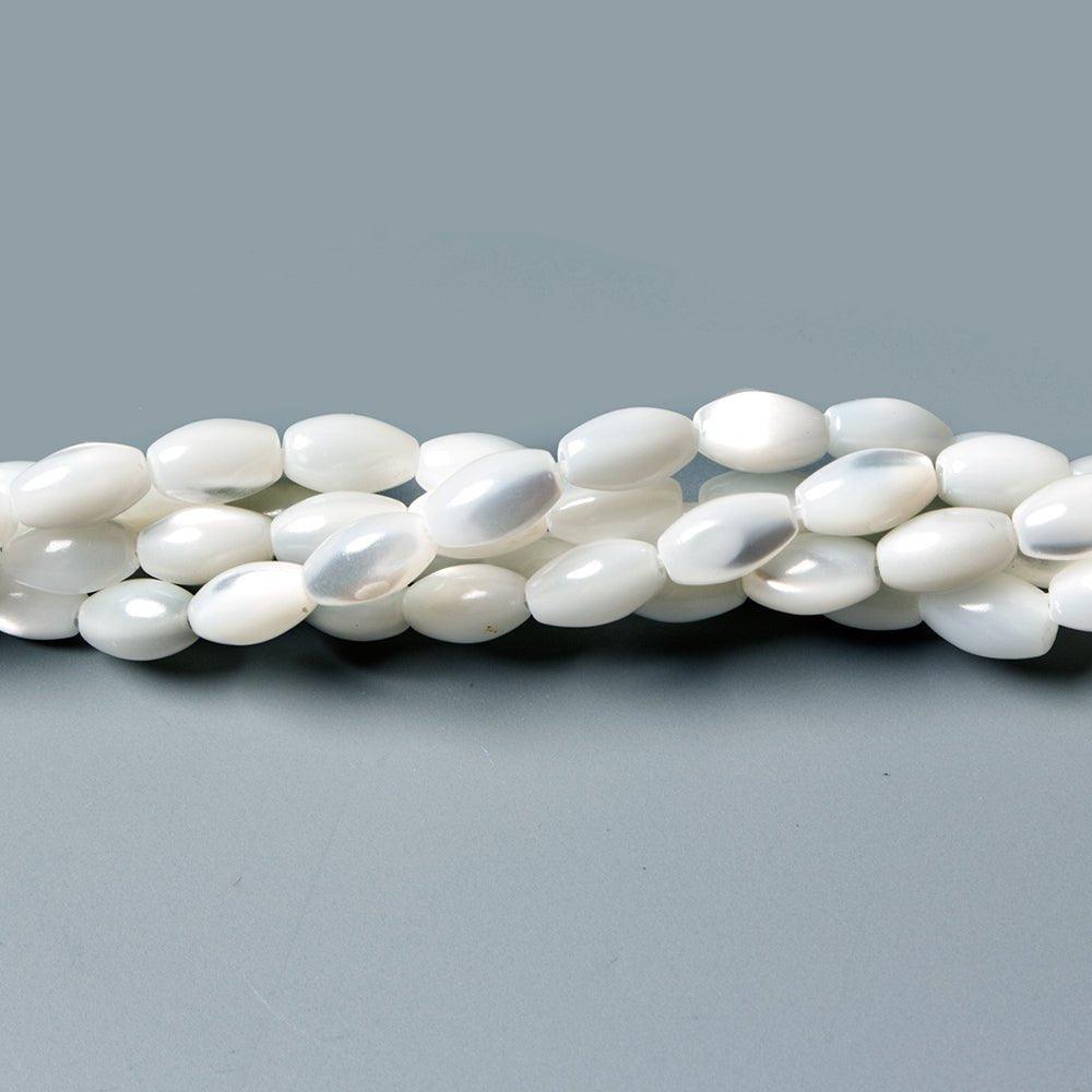 6x4mm White Mother of Pearl plain rice beads 16 inch 63 pieces - The Bead Traders
