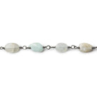 6x5-10x5mm Matte Aquamarine plain nugget Black Gold plated Chain by the foot 21 pcs - The Bead Traders