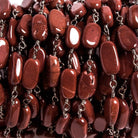 6x5-12x6mm Red Jasper plain nugget Black Chain by the foot 19 pcs - The Bead Traders