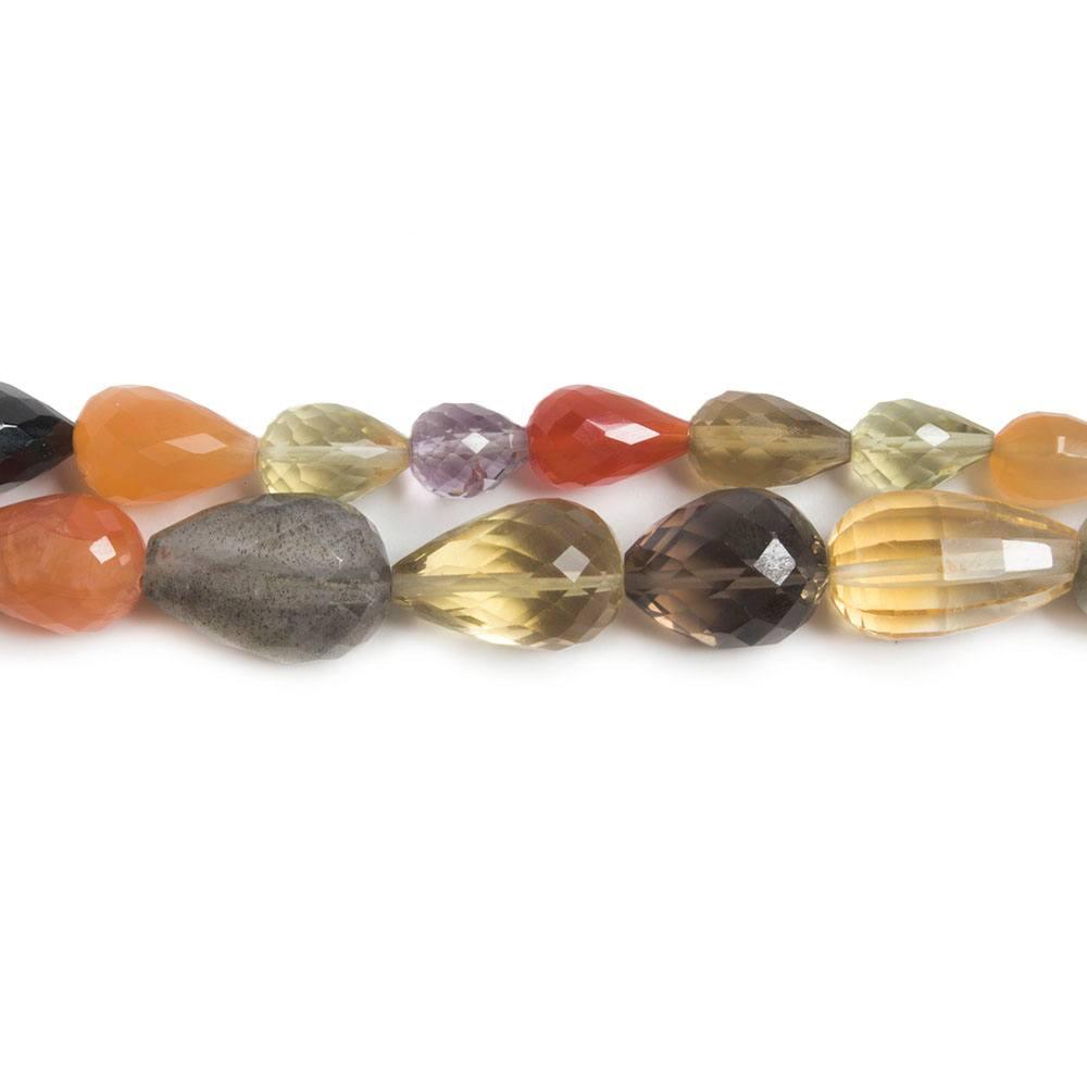 6x5-13x9mm Multi-Gemstone straight drilled tear drop beads 16 inch 43 pieces - The Bead Traders