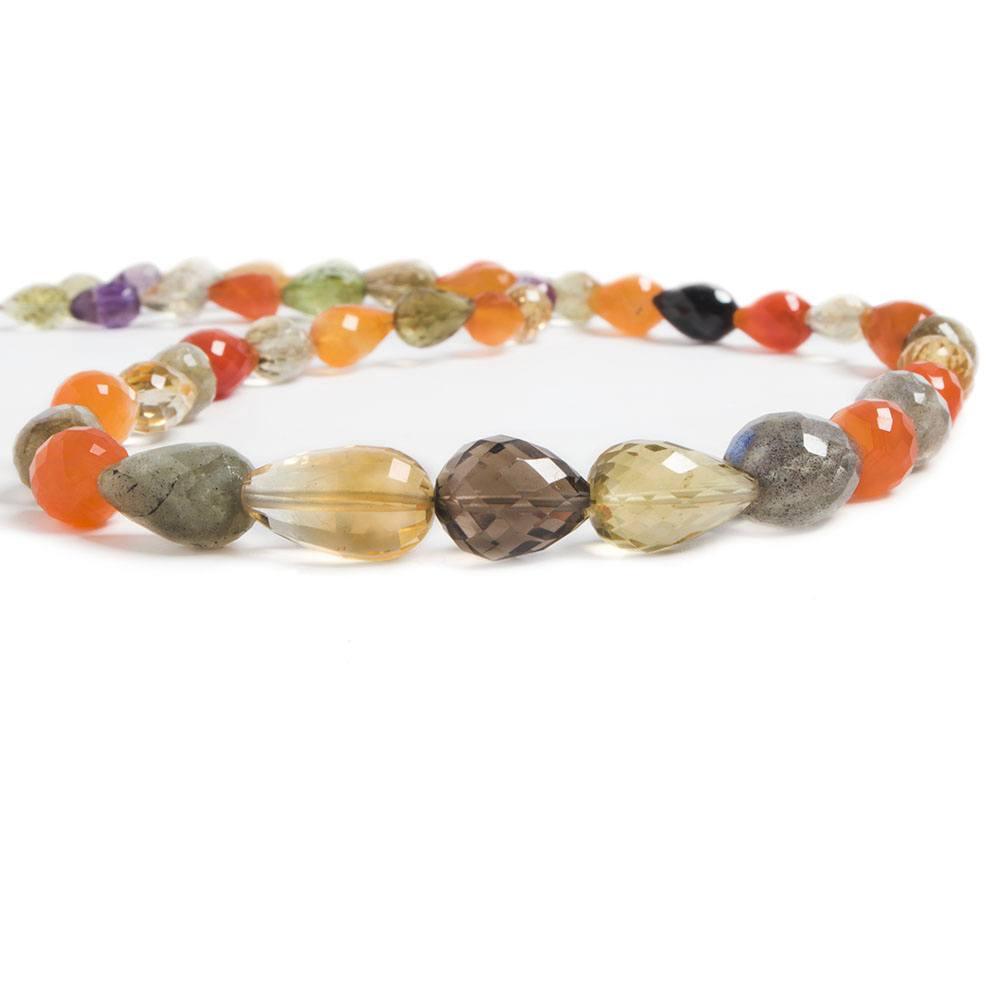 6x5-13x9mm Multi-Gemstone straight drilled tear drop beads 16 inch 43 pieces - The Bead Traders